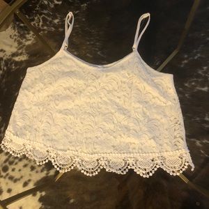 White Lace Crop Top
